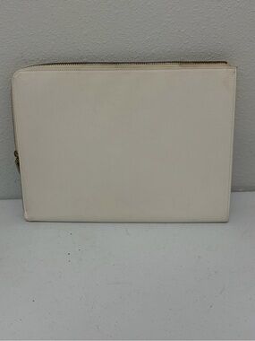 Curiosité & B Beige Solid Zip Clutch Bag Gold Hardware Rectangle
